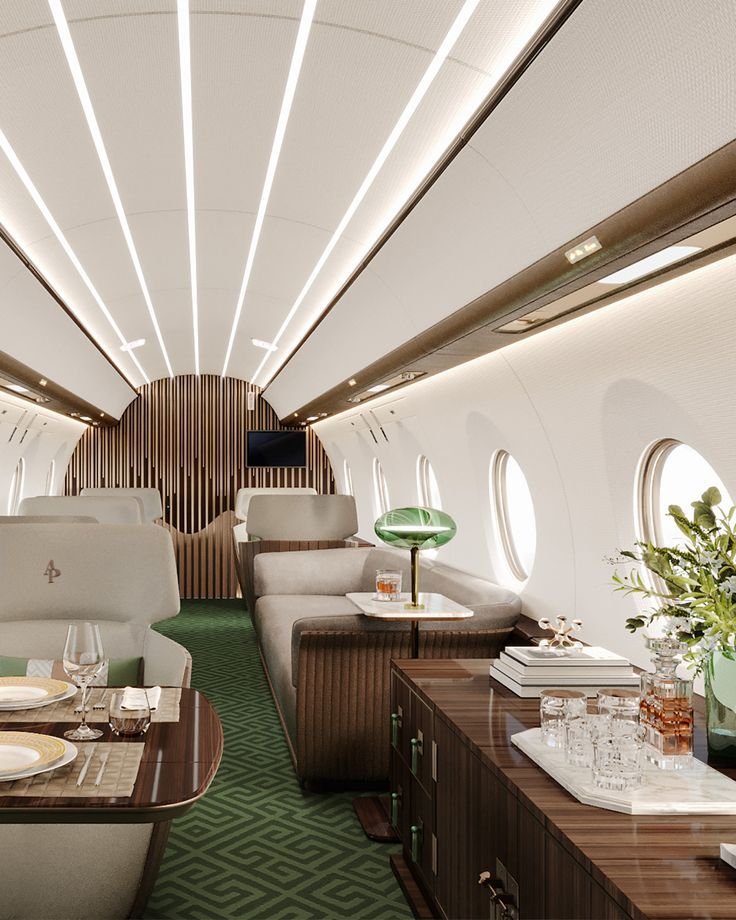 Private jet luxury cabin interior